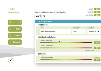 Koordinationstest-Ergebnis in der Bodyteamwork App